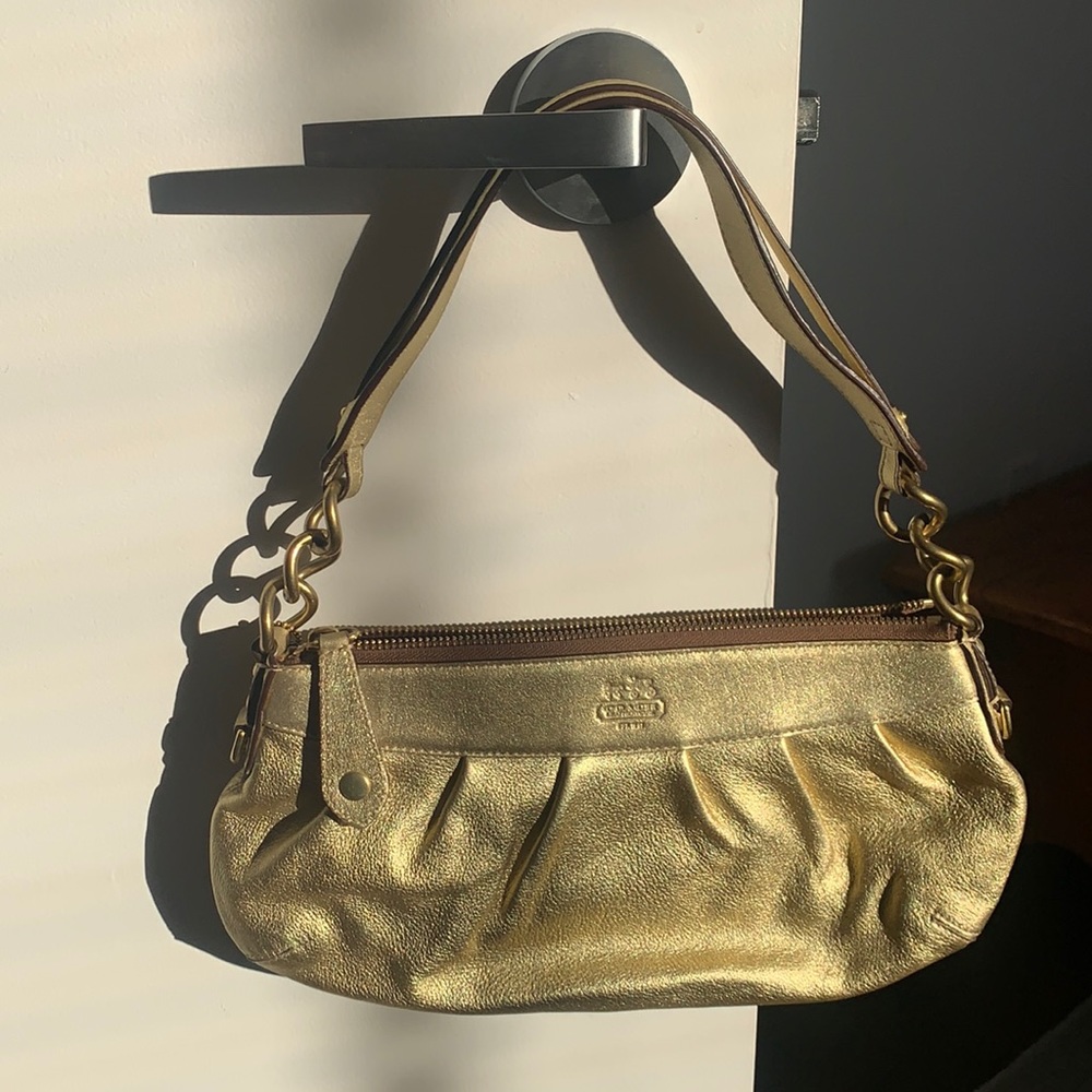 COACH Gold Metallic Leather Bag with Hang Tag